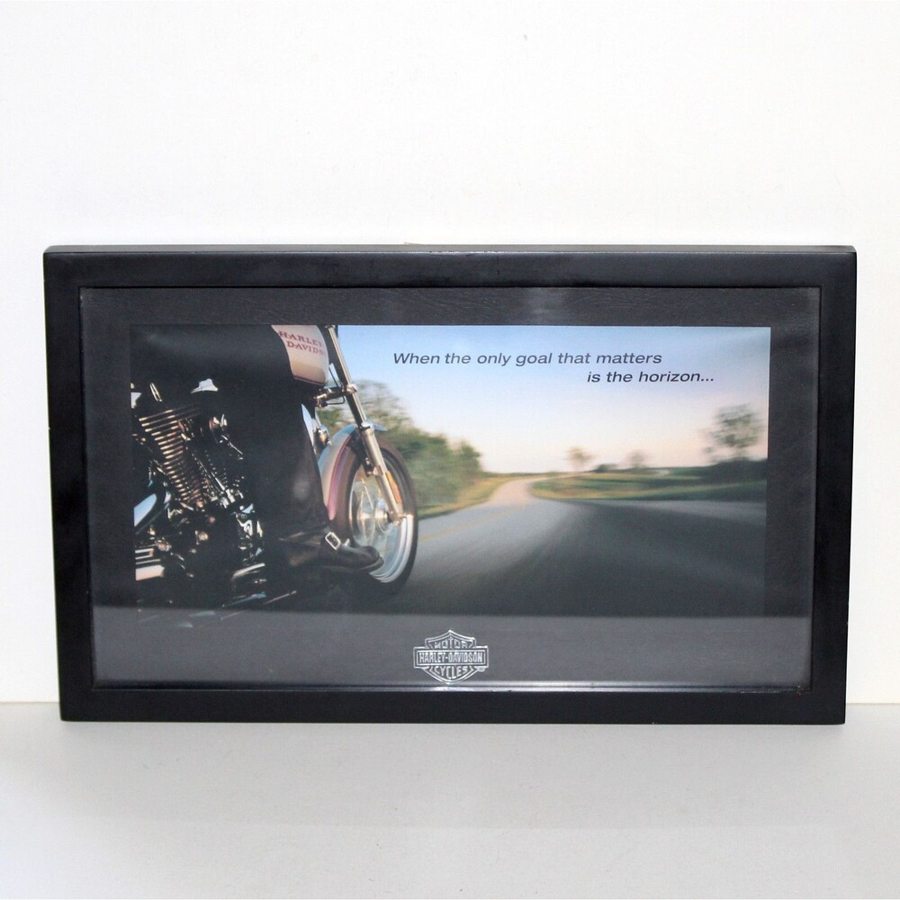 Harley Davidson Art print Framed 2004 Hallmark black with metal logo motorcycle